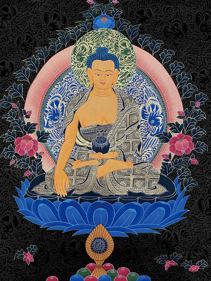 释迦牟尼描金唐卡静心减压佛像涂色线稿diy手绘diy