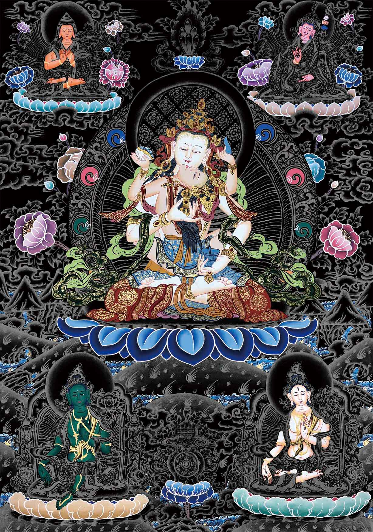 金刚萨埵菩萨描金唐卡静心减压佛像涂色线稿diy