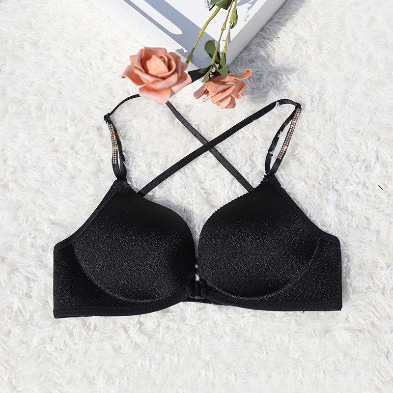 前扣钢圈文胸肩带无痕带钻胸罩聚拢小胸性感文胸