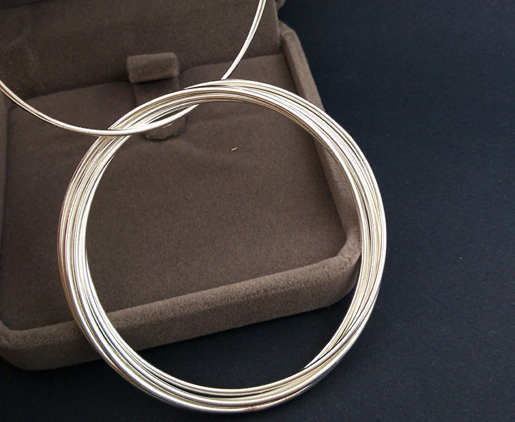 s925纯银素银多圈银环简约时尚多圈手镯手环7圈