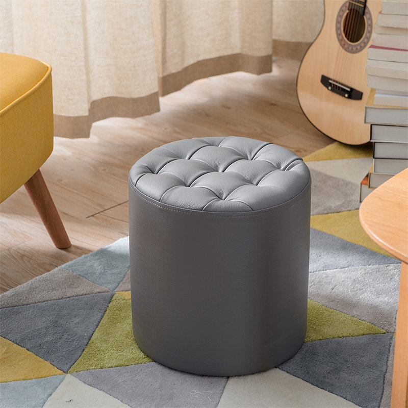 简域真皮换鞋凳欧式沙发凳小圆墩子牀尾凳客厅圆凳脚凳穿鞋凳凳子