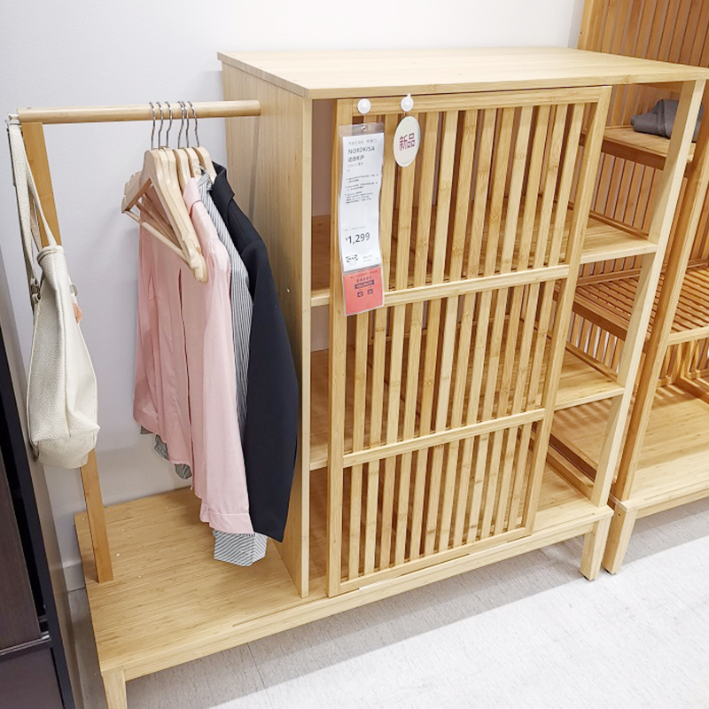 衣柜宜家国内代购ikea诺德希萨简易竹子开放式衣柜