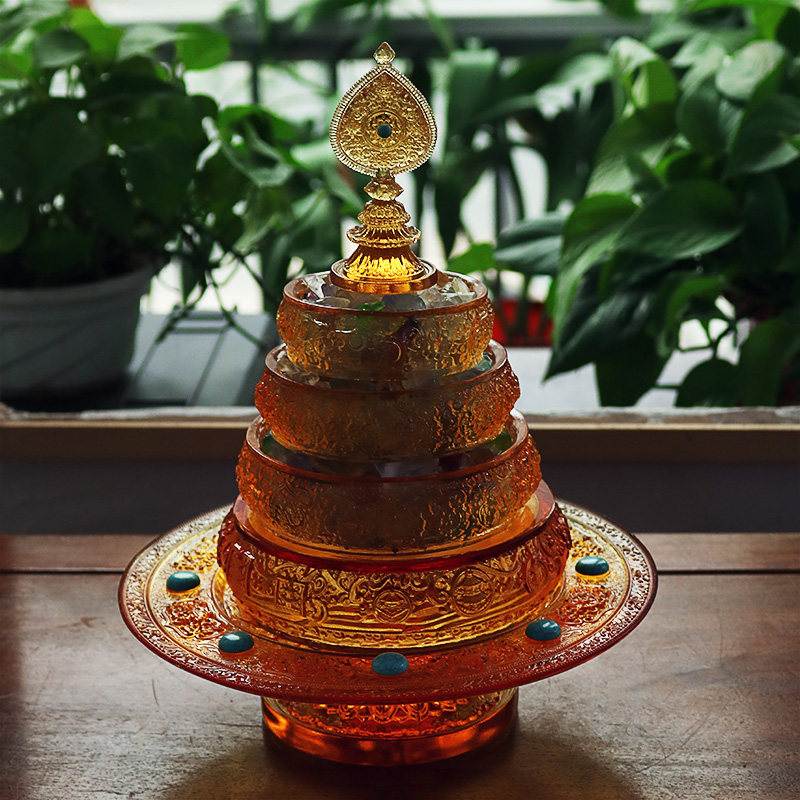 禅悦佛艺古法琉璃法曼扎盘藏传曼达供曼茶罗摆件