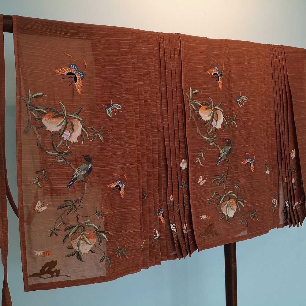 溪春花鸟春夏服女裙汉绣花马面裙白色6米创明汉服