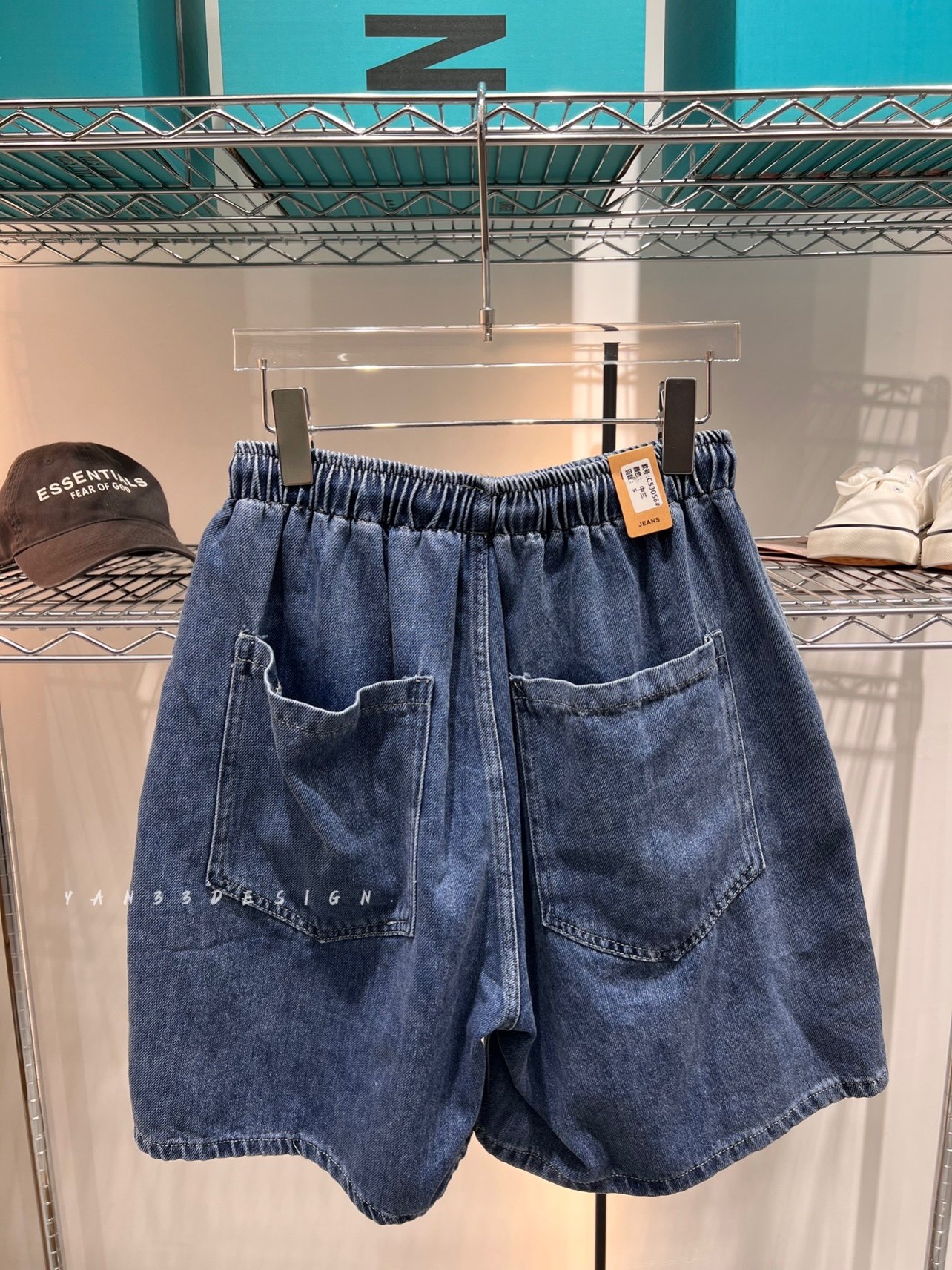 mujia幕茄c53056复古做旧破洞牛仔五分短裤女高休闲裤