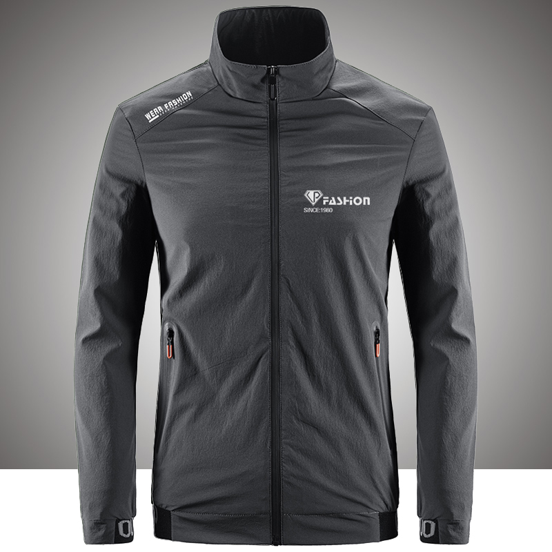 2021春秋季新款立领薄款休闲夹克衫男青年外套衣服潮可定制印logo