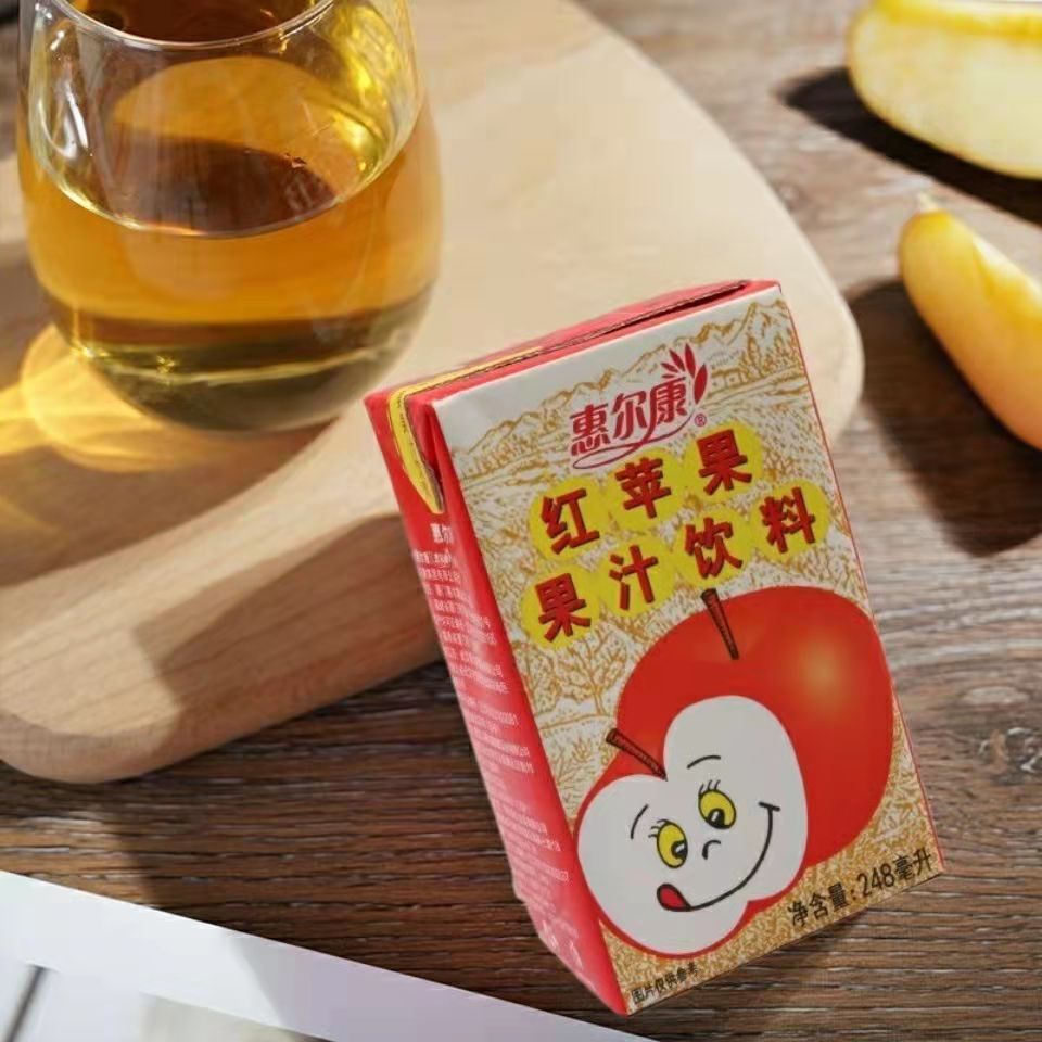 惠尔尔康老红红苹果果汁饮料整箱248ml24盒小时候怀旧果味