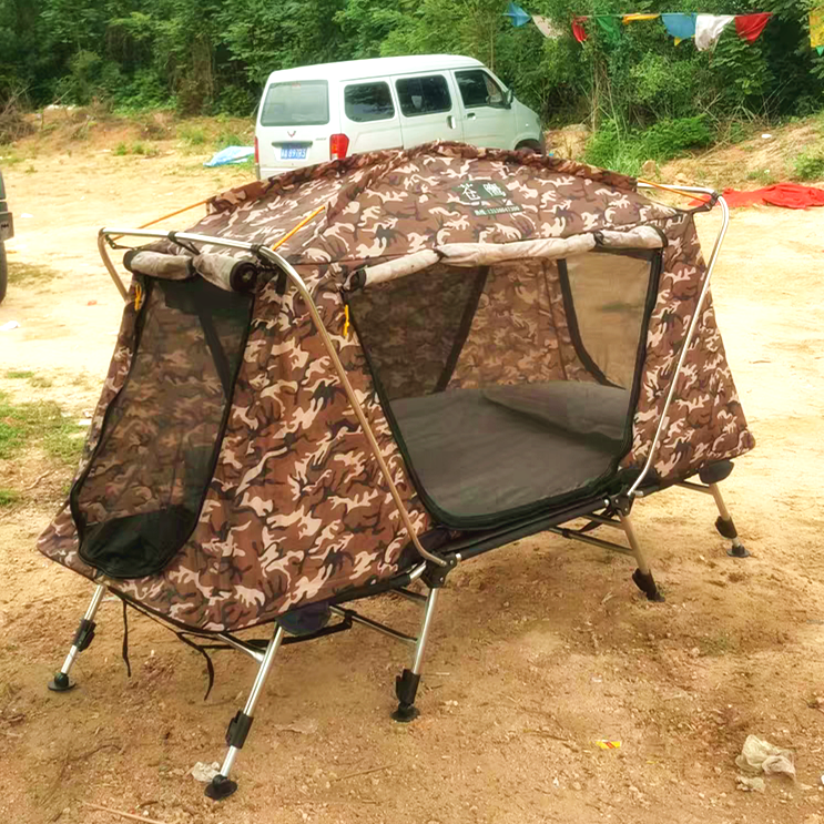 钓鱼离地帐篷防暴雨户外单双人苍鹰不锈钢升降调节牛津布折叠床