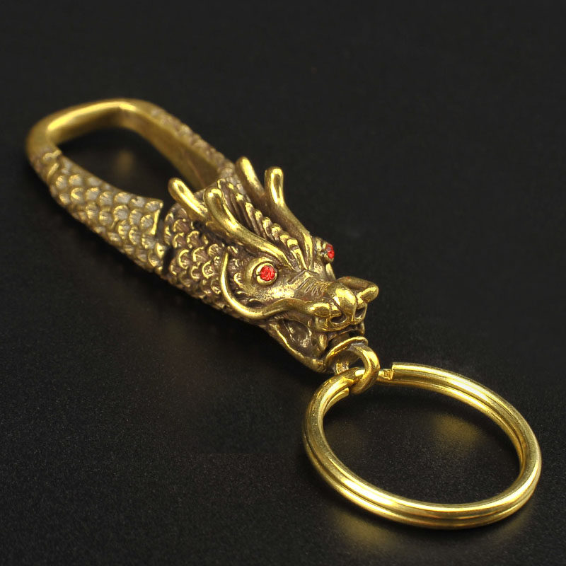 礼品创意黄铜红眼眼睛龙头钥匙扣做工精致汽车饰品钥匙扣