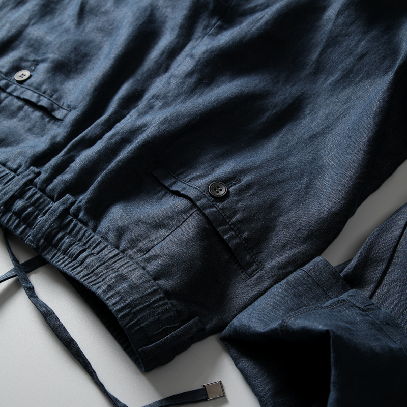 百搭棉麻休闲裤松紧腰男士裤子亚麻复古抽绳长裤直筒春夏季新款薄