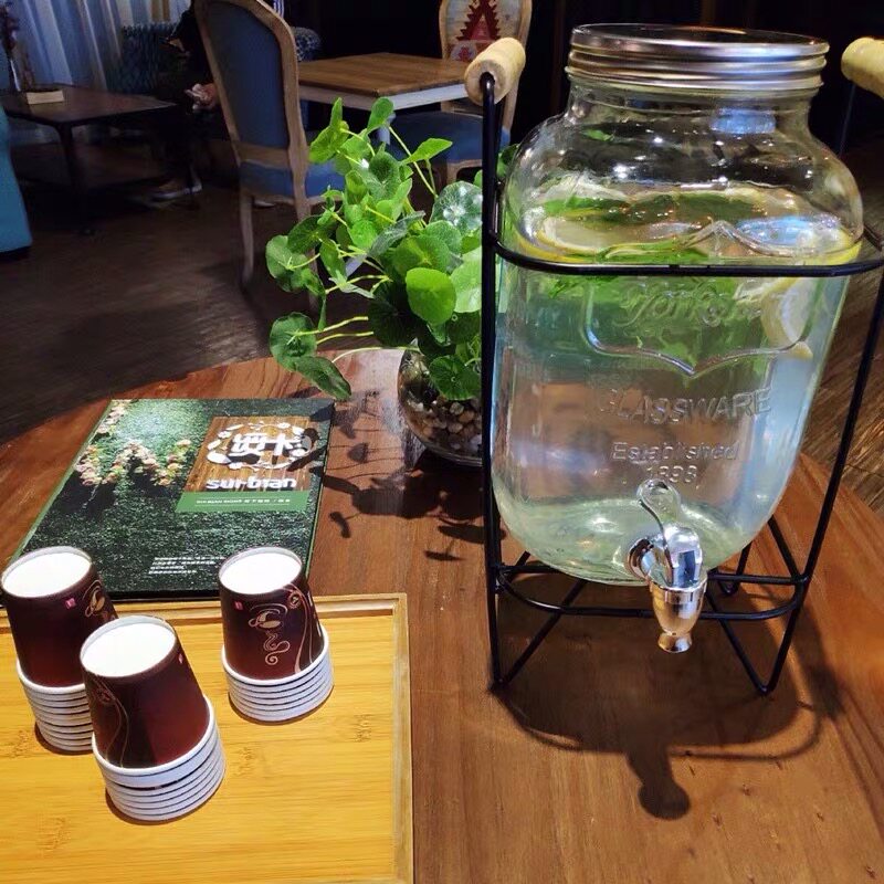 水果ins网红自助茶水水罐铁架玻璃果汁龙头冷水壶