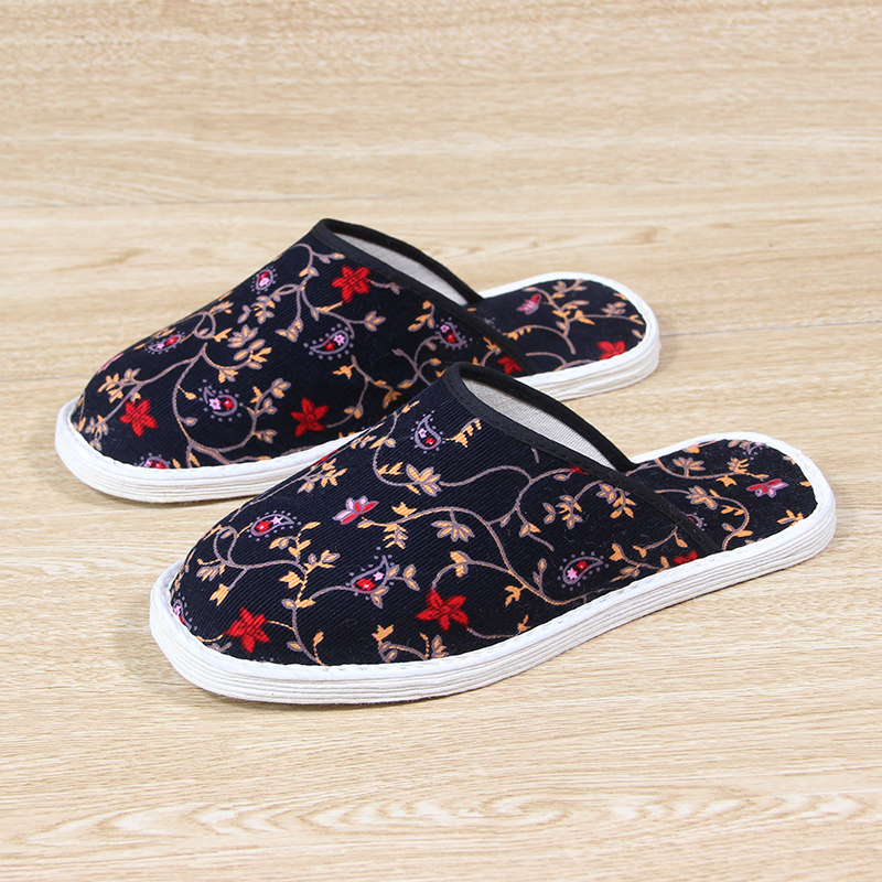 包邮老北京手工千层底布拖鞋女士春秋透气吸汗包头拖