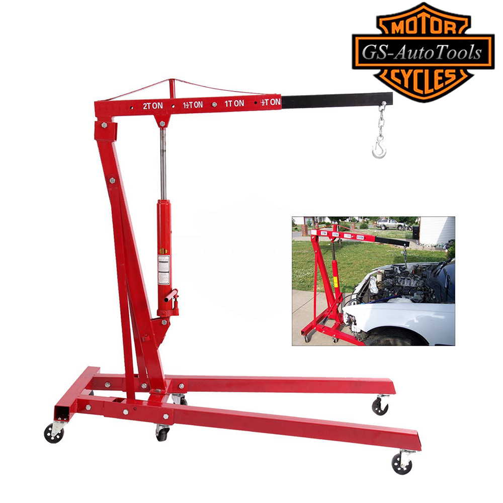 2t3t折叠吊机手动液压引擎吊架汽车发动机吊架移动吊车汽修工具