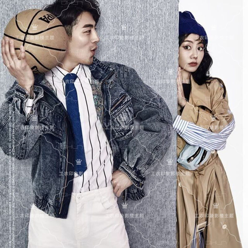 主题2019情侣婚纱照服装时尚街牛仔风格艺术照写真男女民族服装