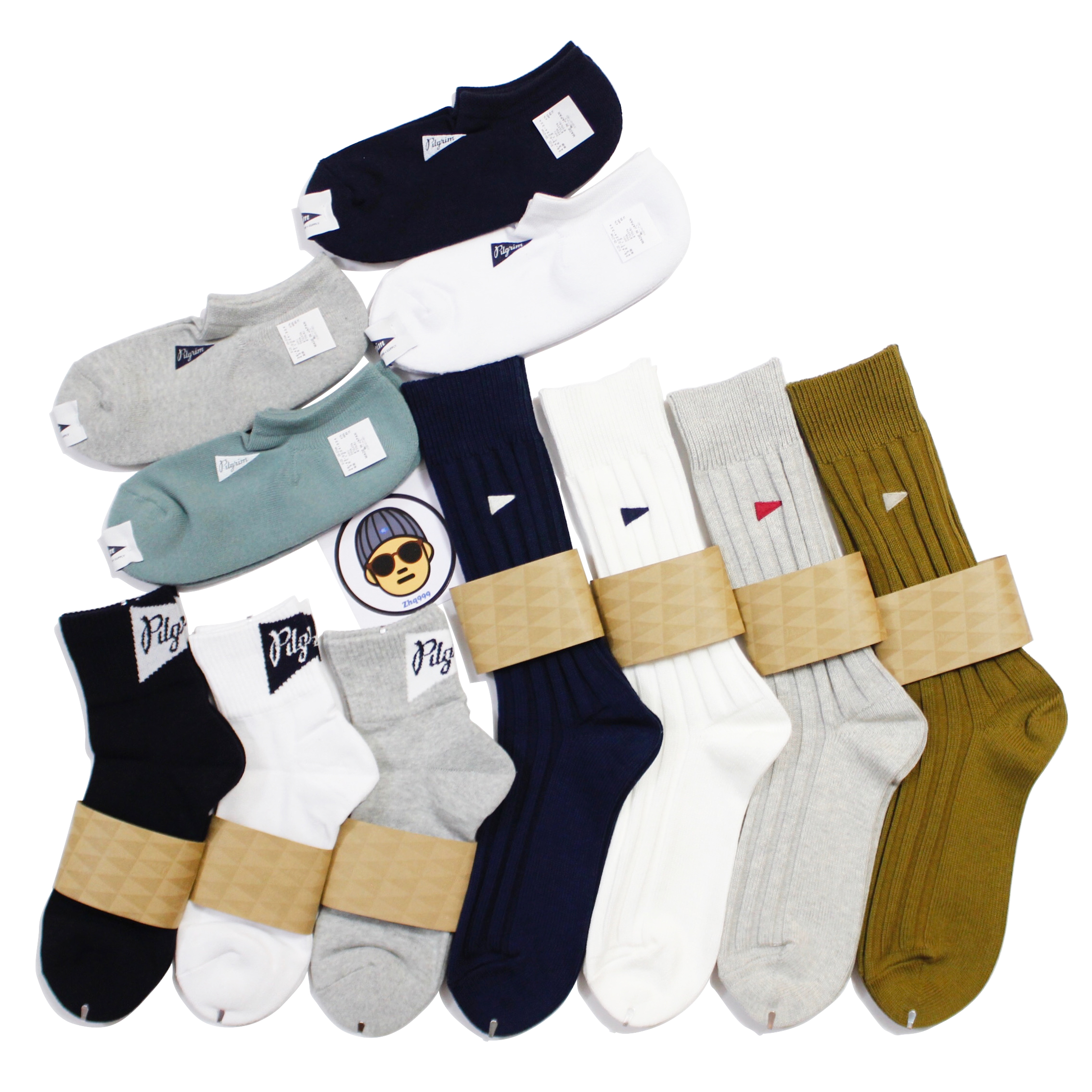 现货 Pilgrim Surf+Supply SOCKS三角刺绣LOGO低中高筒袜男士袜子