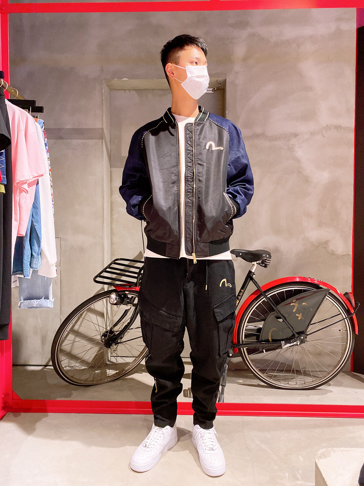 evisu刺绣棒球拉链女款男女外套夹克翅膀福神运动茄克