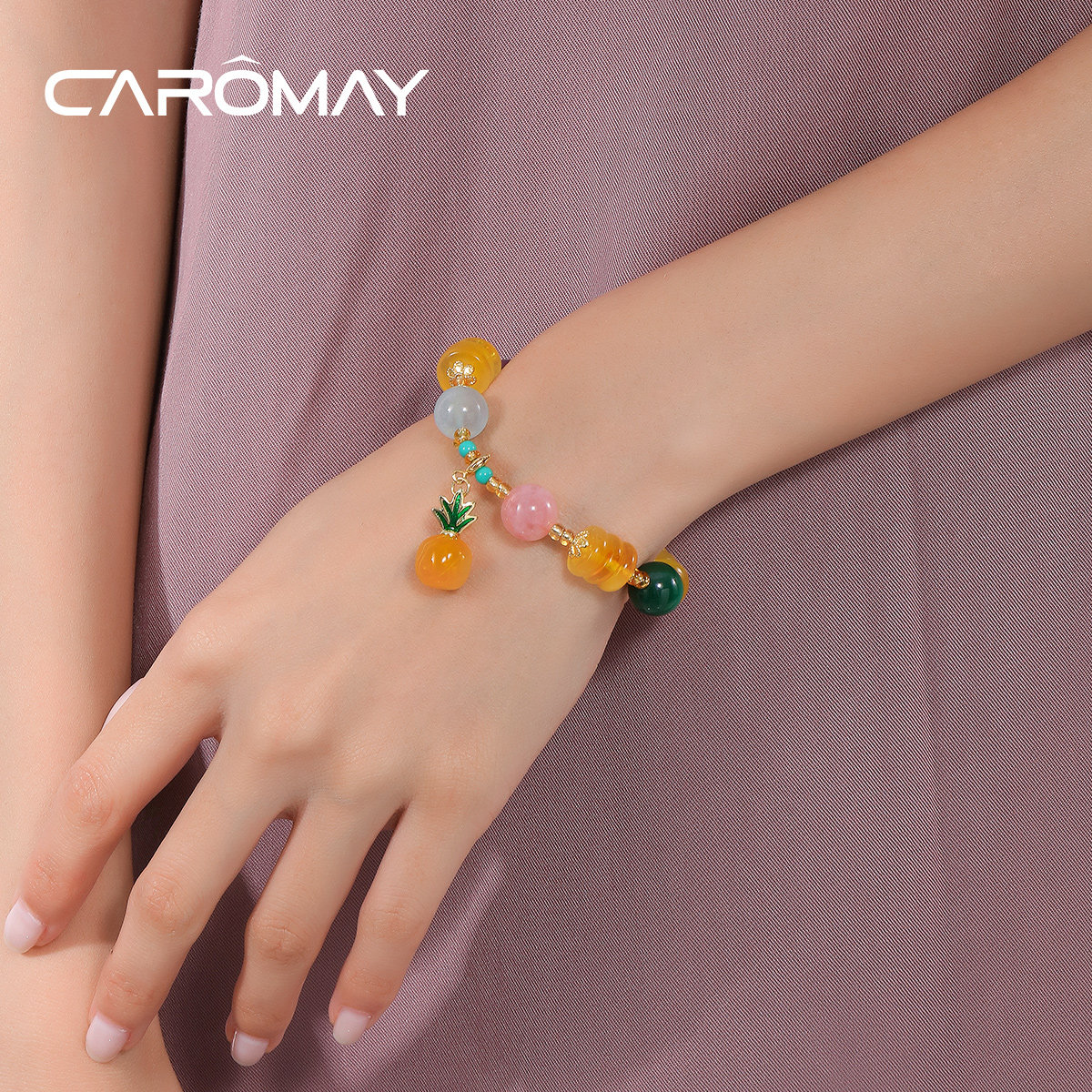 caromay七彩菠萝手链夏日ins小众设计轻奢高级手链