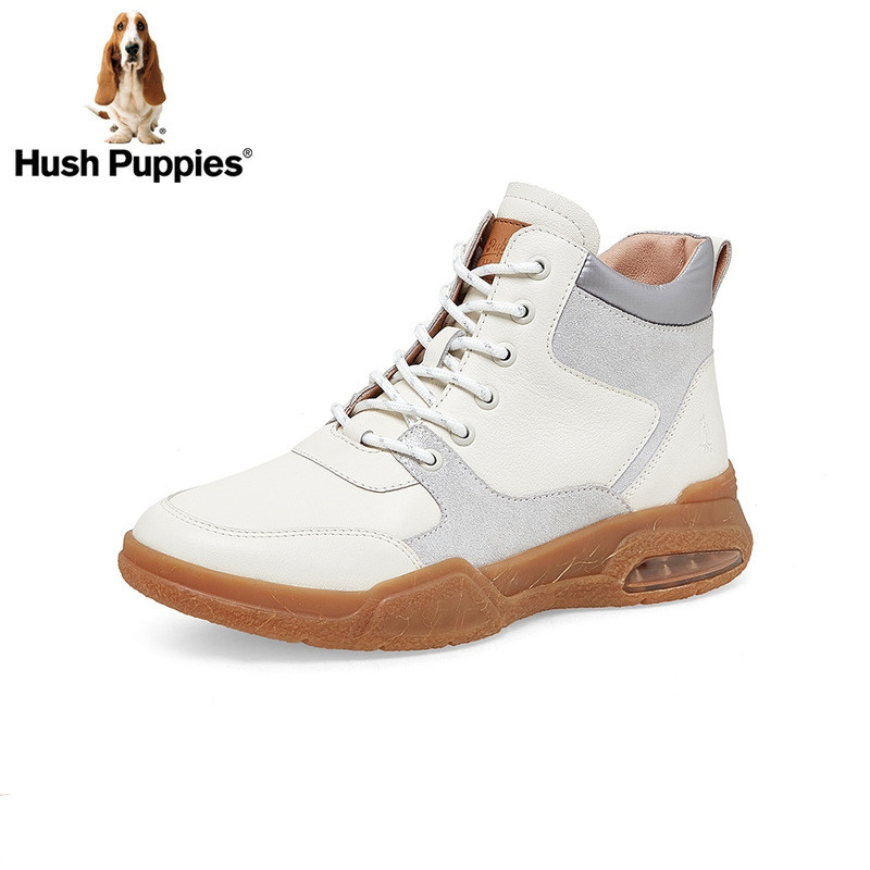 hushpuppies暇步士女鞋小白鞋冬季圆头厚底休闲鞋短靴时装靴