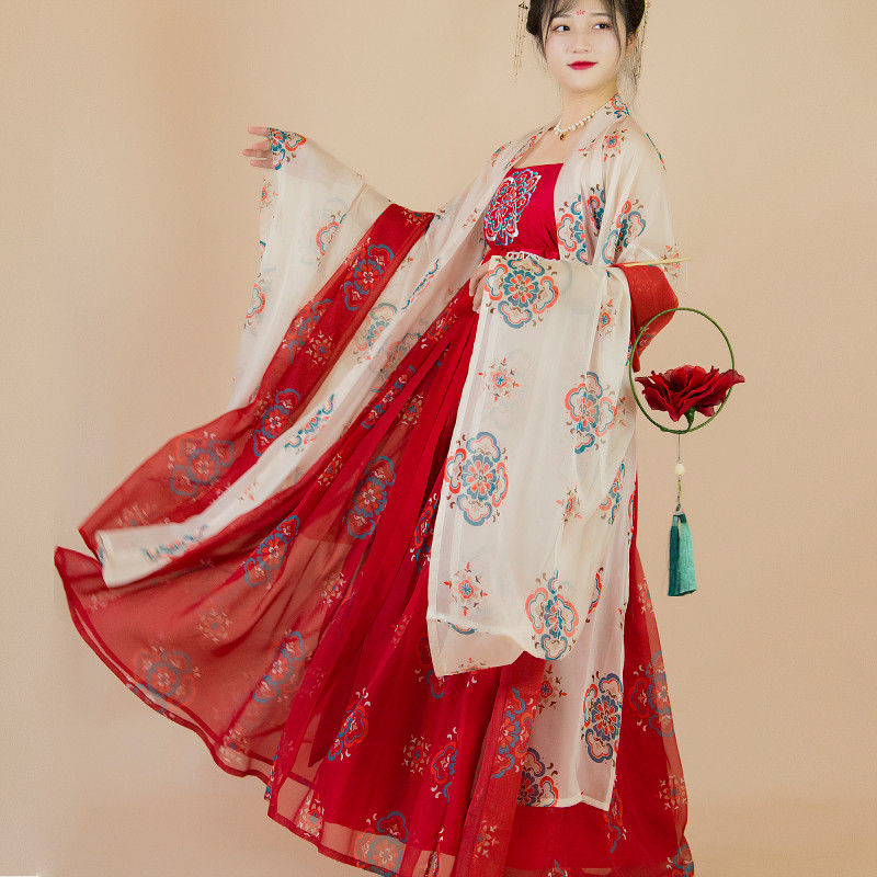 汉裳春汉唐画原创诃子裙大袖衫敦煌风唐风中民族服装