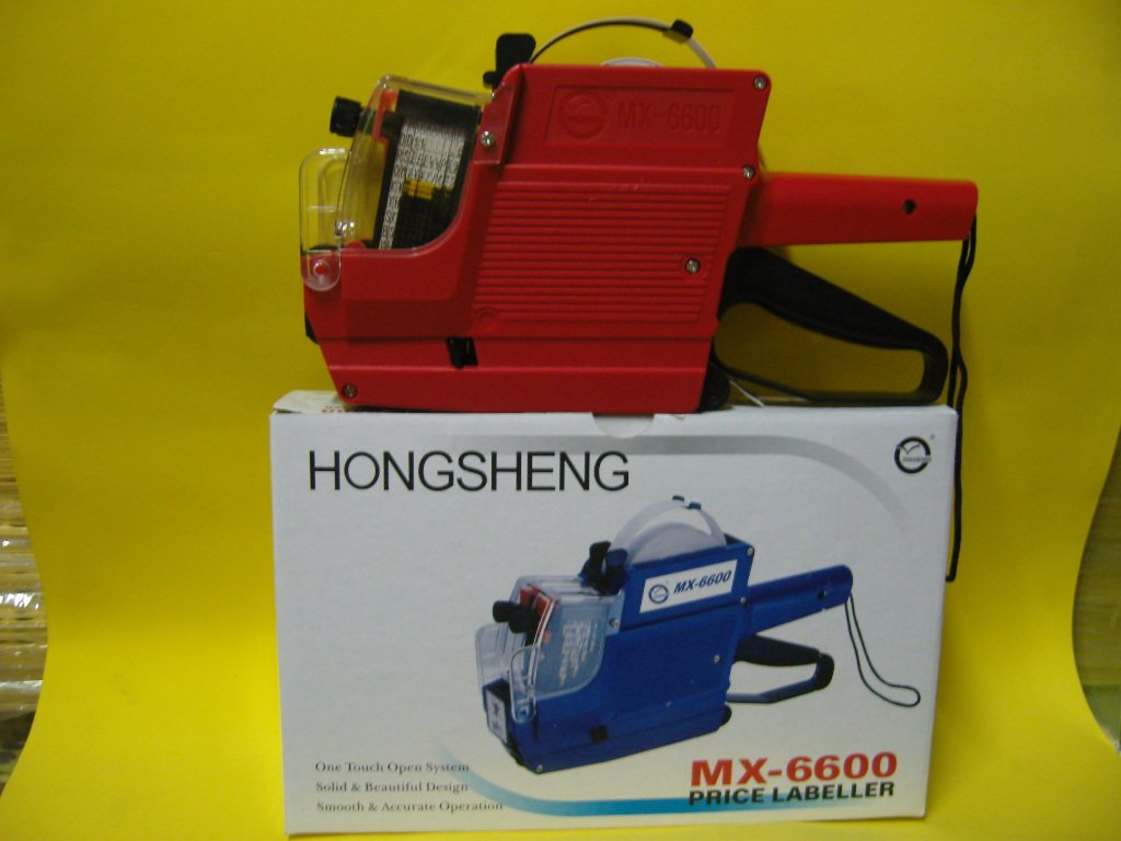 正品鸿胜mx6600双排打价机双行标价机标签机打码机3色打码机