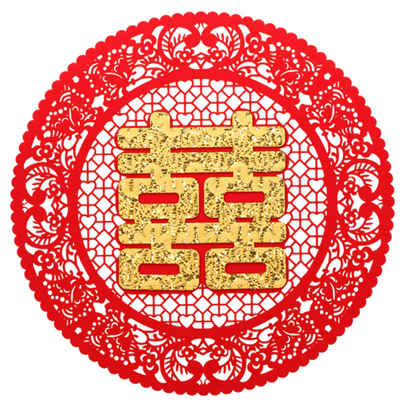 喜字创意结婚贴纸婚房装饰植绒字贴门贴镂空喜字