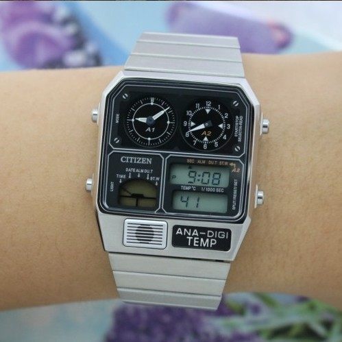西铁城citizen手表ana-digitemp星河战舰时尚复古jg2101-78e日韩腕表