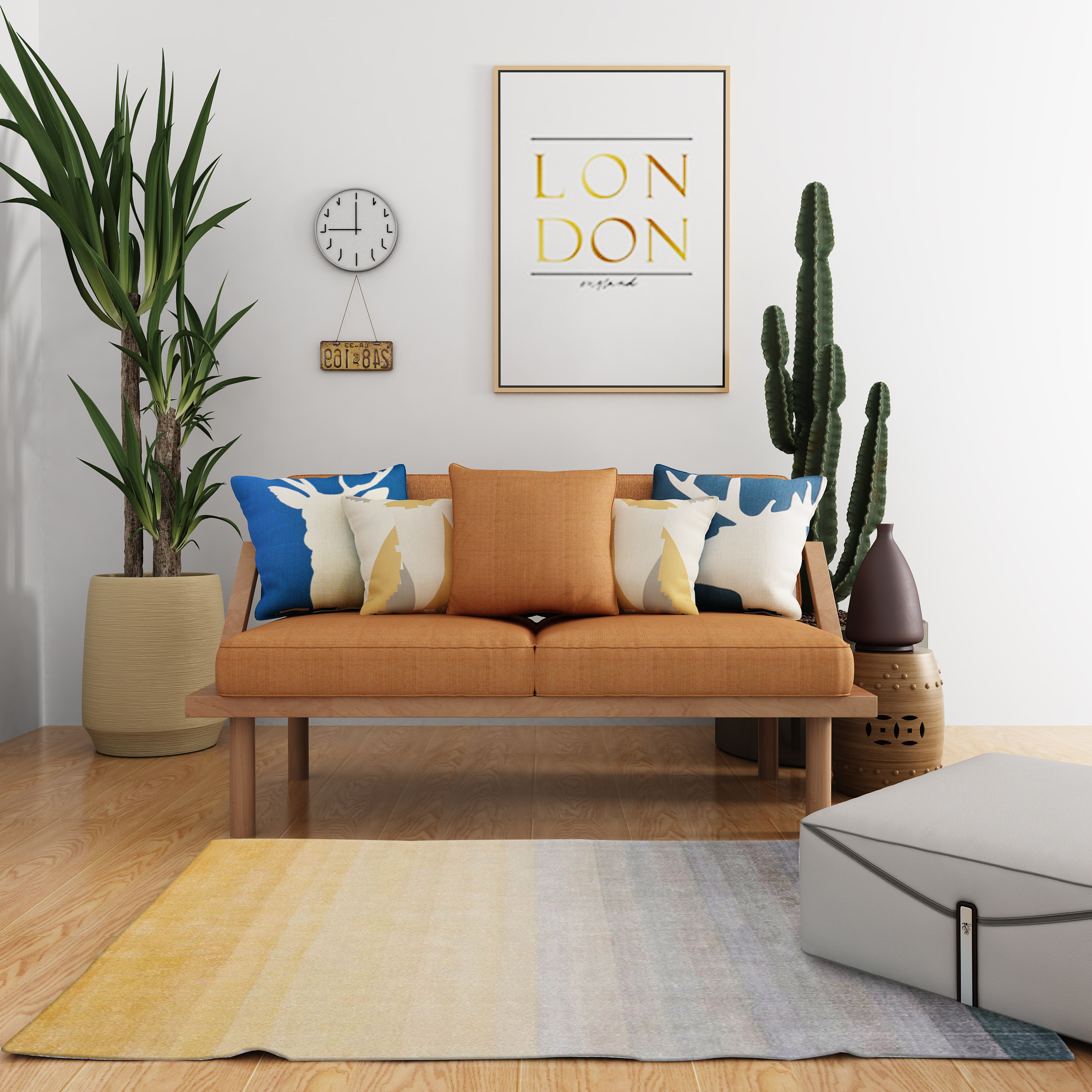 北欧简约渐变变色客厅茶几地毯ins民宿百搭地毯