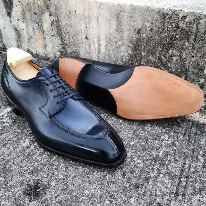 商务务正德比固特异真皮大底琴底定制男士手工正装皮鞋