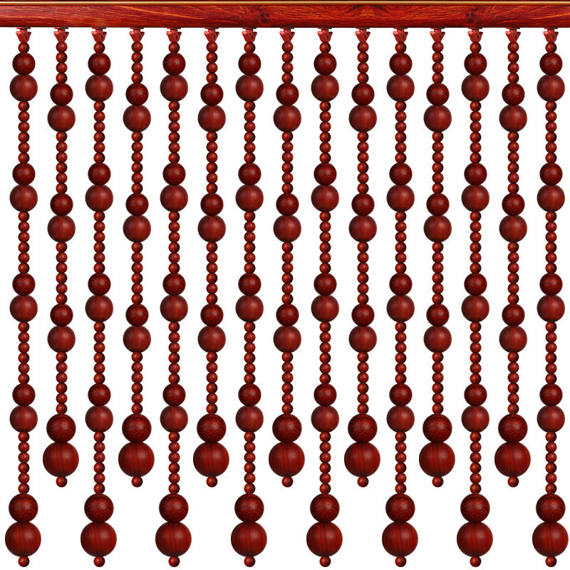 美双绝珠帘红色实木玄关隔断大门卫生间卧室打孔珠帘