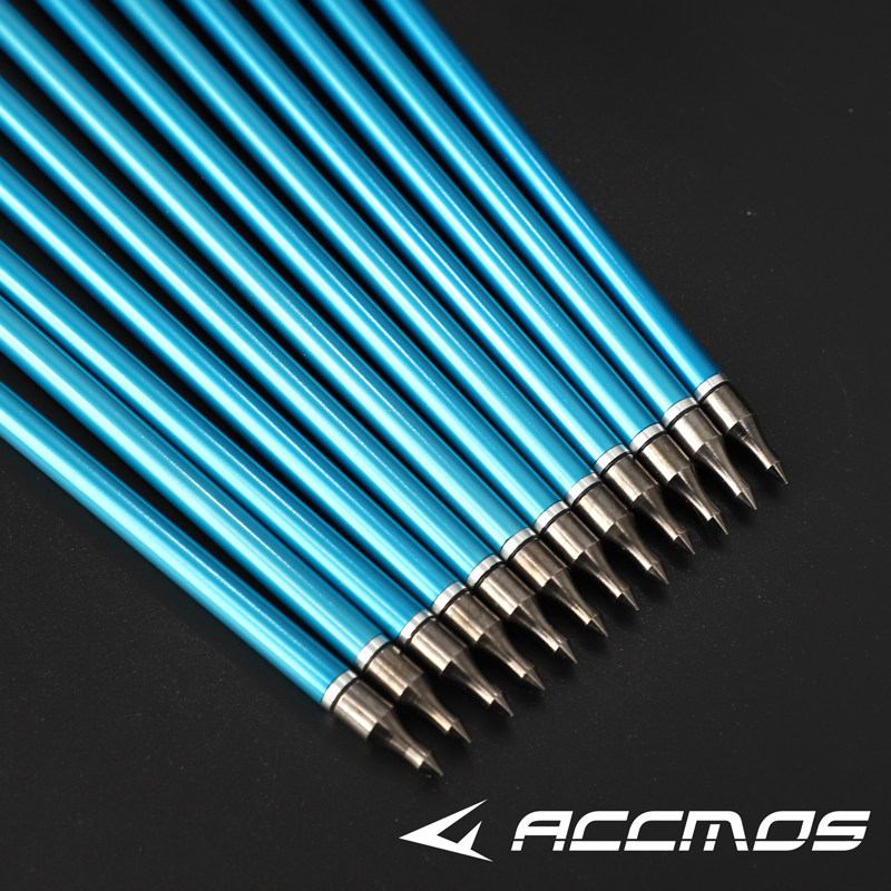 蓝杆红杆铝箭反曲复合弓直拉弓用铝金箭可换飞镖