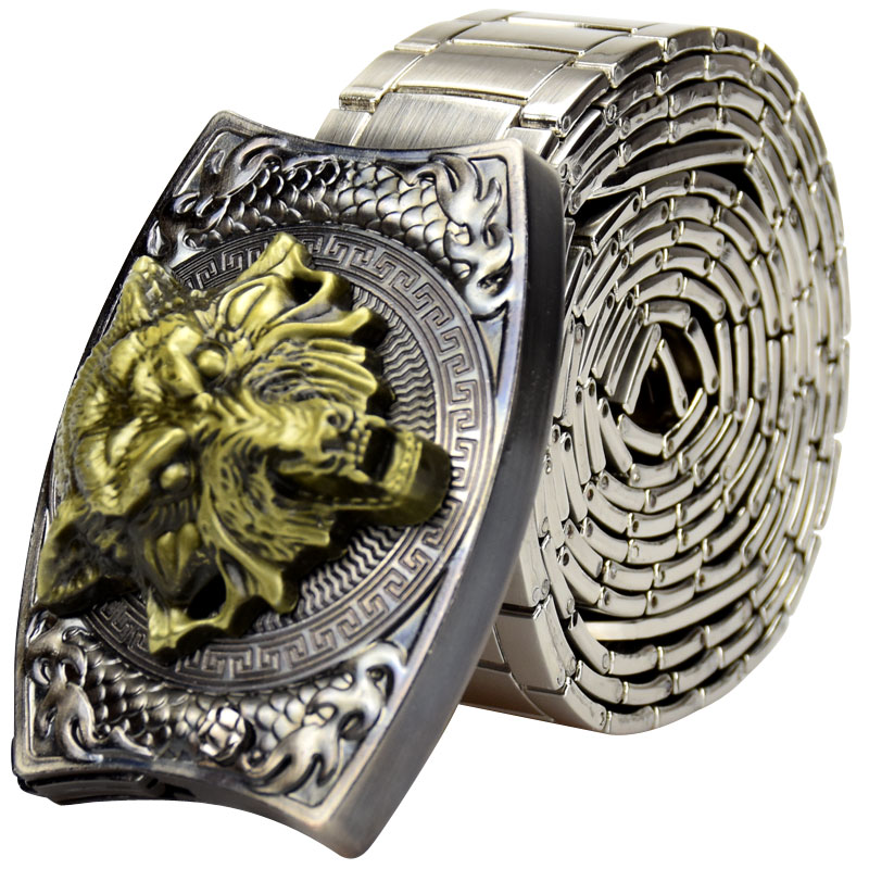 皮带金属不锈钢防身腰带平滑青年个性时尚潮流百搭腰带