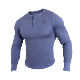 LIANG PIN Jacky Liang Pintritium Men's Two-tone Waffle Groove Henley Collar Long Sleeve Top 01923 LIANG PIN Jacky Liang Pintritium Men's Two-tone Waffle Groove Henley Collar Long Sleeve Top 01923