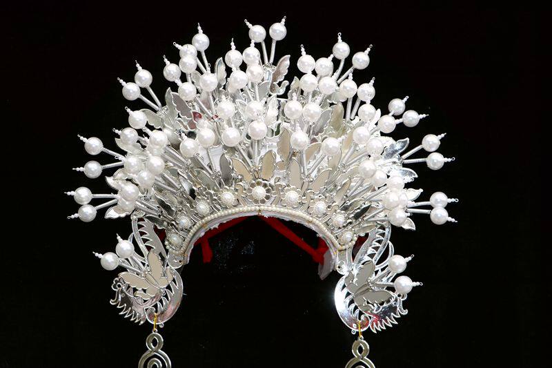 婚礼白凤冠凤冠头饰影楼摄影凤冠霞帔婚庆中式公主新娘头饰