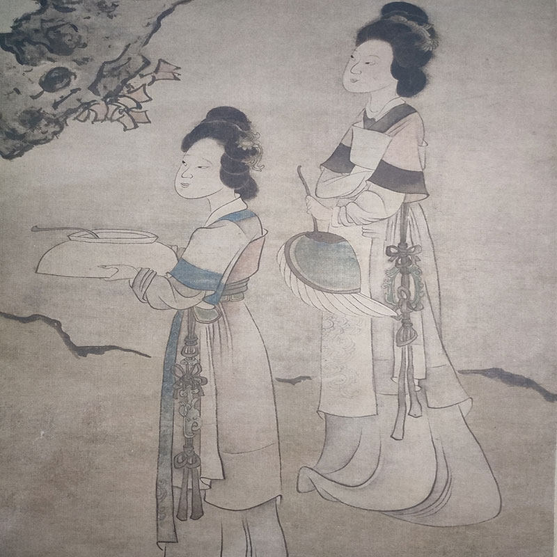 陈洪绶升庵簪花图复古挂轴书画真迹仿古复制国画