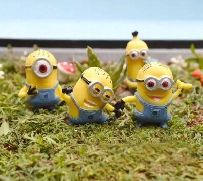 小黄人情景生日蛋糕摆件 烘焙diy场景翻糖蛋糕装饰 公仔一套4个