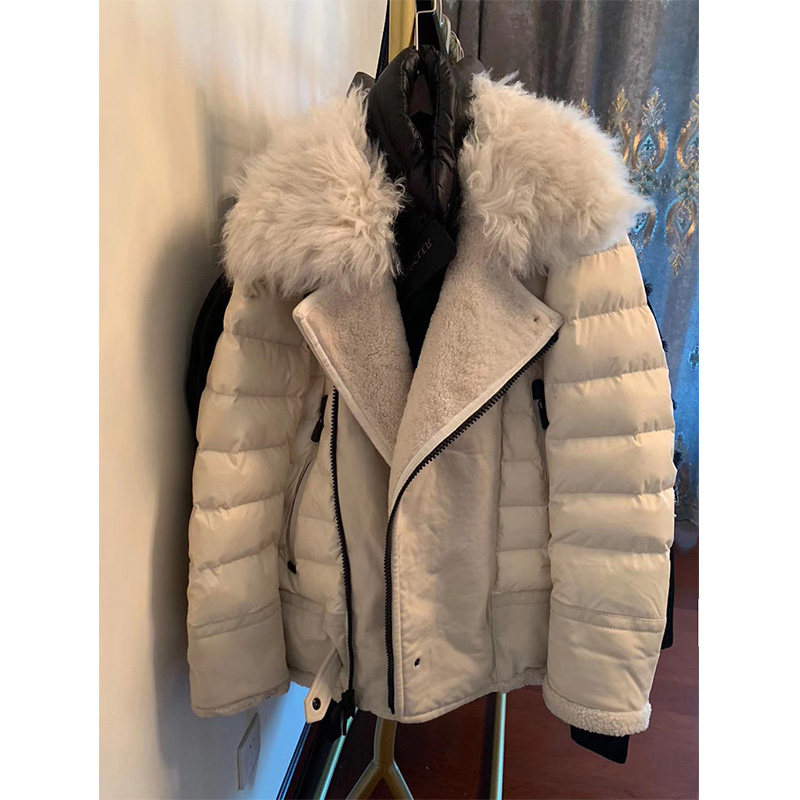 帅气鹅绒重工羽绒服毛领羊羔外翻白鹅绒新款冬季羽绒服