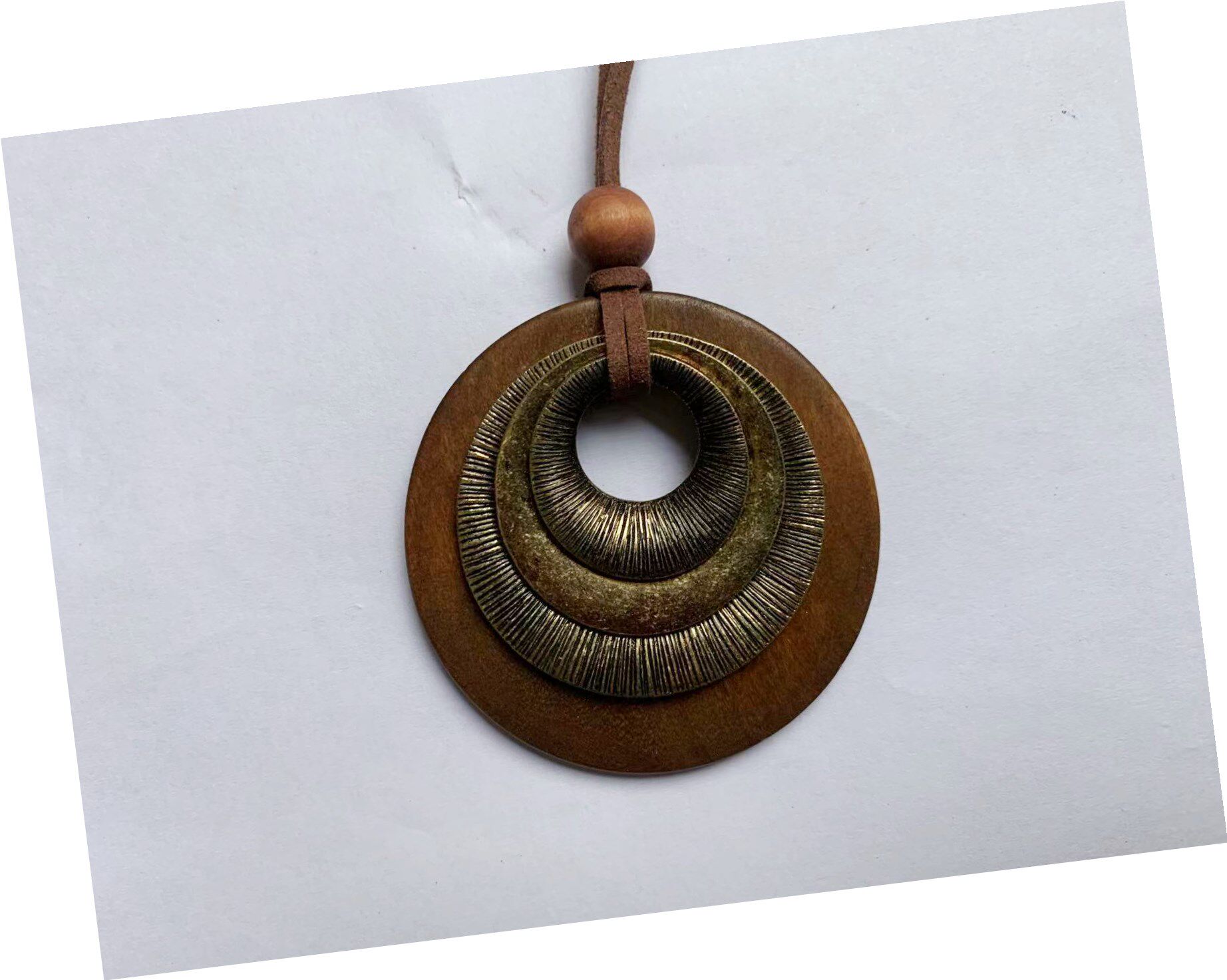 光环木质项链毛衣男女情侣复古时尚民族风项坠项链