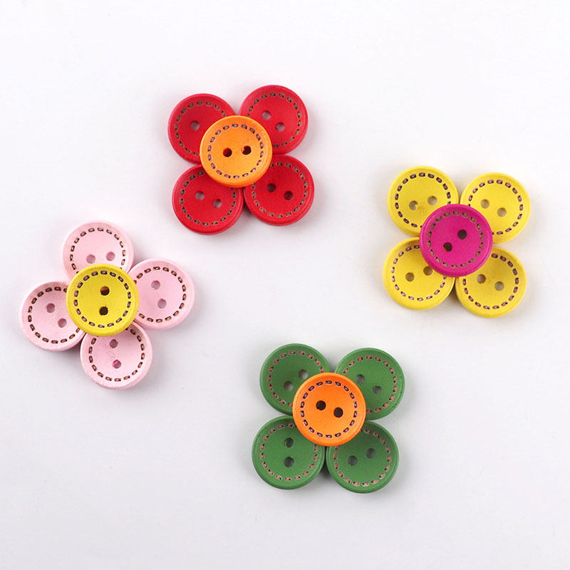 彩色材料棉衣纽扣衣扣毛衣扣木质扣子小孩制作纽扣