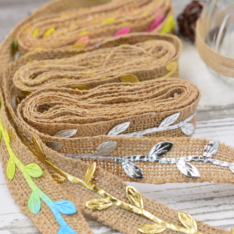 麻绳花边彩色金银色装饰银色麻线带鱼材料diy花边