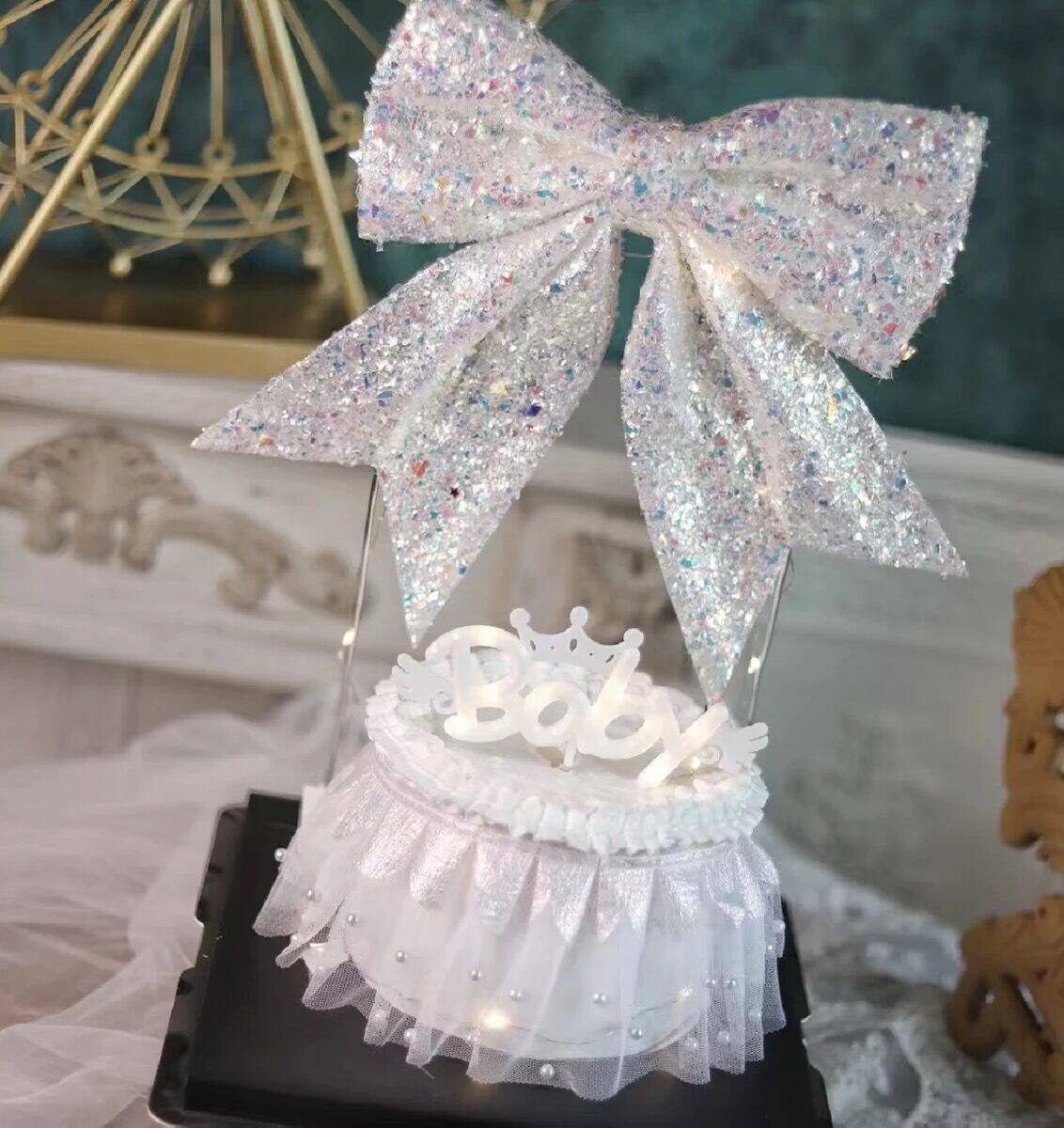 蛋糕网红超大尺寸蝴蝶结铁艺装扮少女女神仙女节日装扮用品