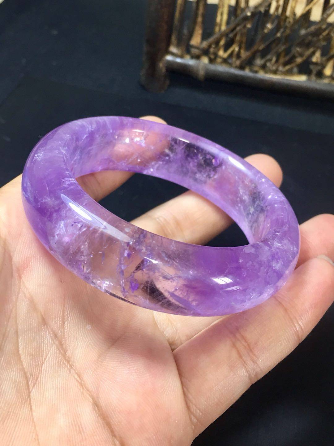 手镯紫水晶天然紫罗紫罗兰兰色紫晶颜色鲜艳内径手饰