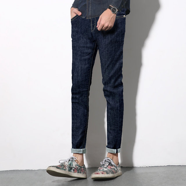 Black jeans men's nine point spring and autumn versatile 2020 new trend slim fit elastic casual small foot men's trousers Black jeans men's nine point spring and autumn versatile 2020 new trend slim fit elastic casual small foot men's trousers