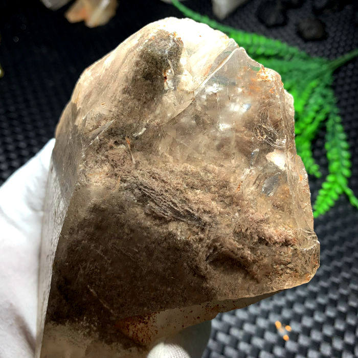 水晶天然幽灵原石幻影红水晶红兔兔毛高频冥想摆件