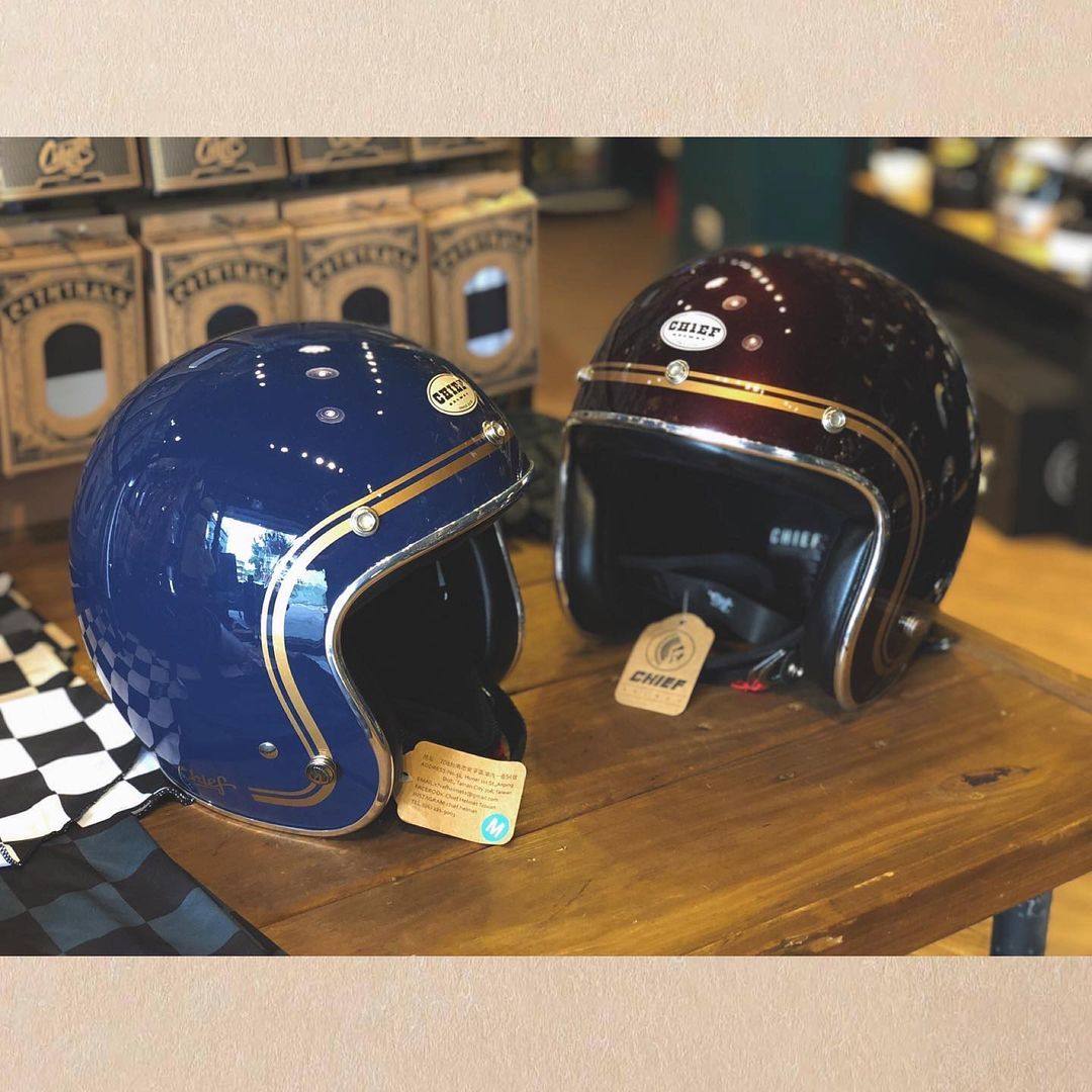 台湾chief头盔金边系列复古哈雷情侣半盔姜戈摩托车头盔