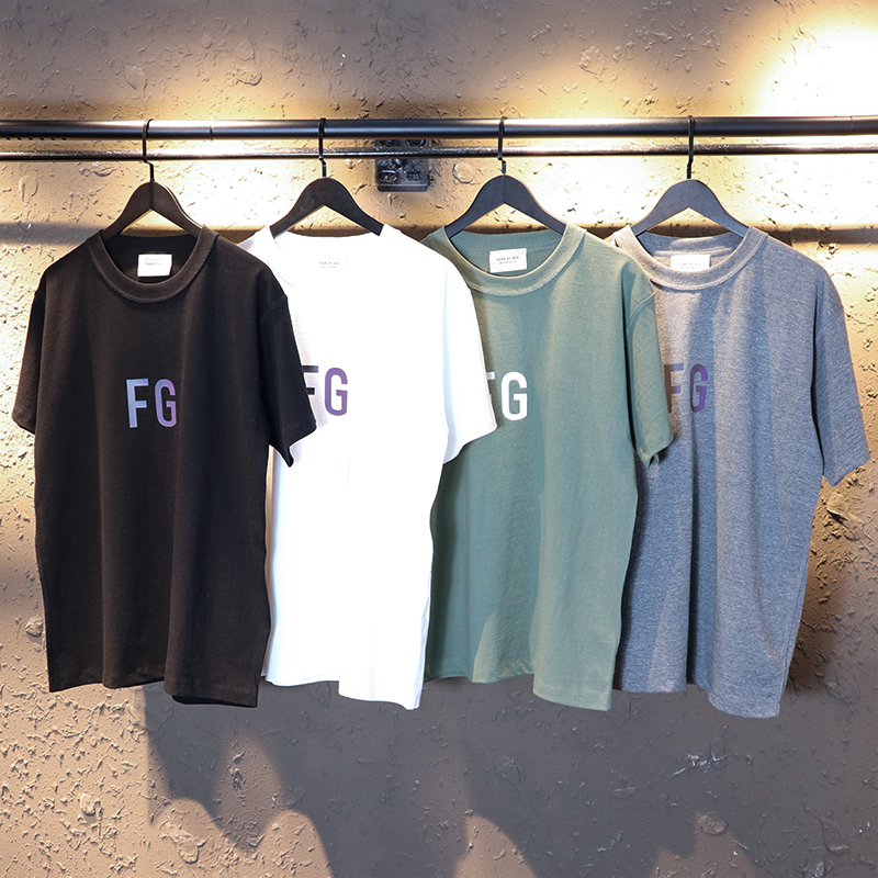 FOG FEAR OF GOD富贵FG短袖第六季主线炫彩反光高街宽松t恤男女潮