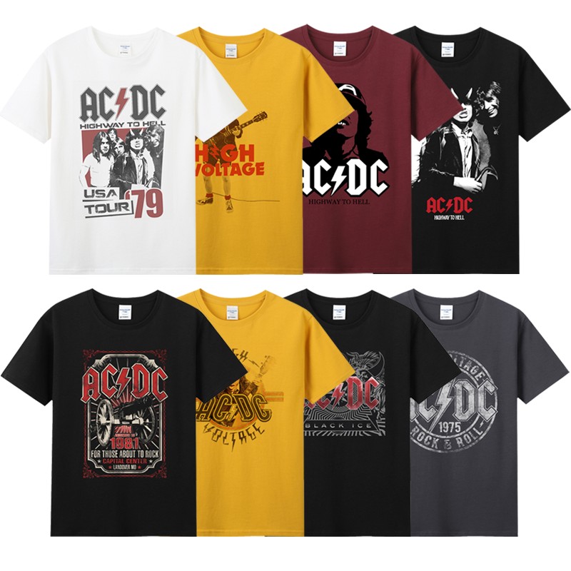 Agitation夏纯棉圆领半袖短袖男装摇滚周边青少年T恤乐队acdc