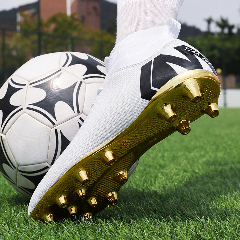 训练男女足球马尔cr7金色限量白色ag长钉足球鞋