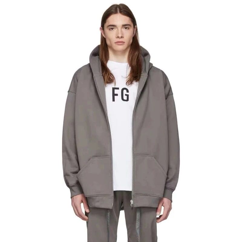 Lisa jennie同上帝灰开衫外套双拉链连帽男女情侣FOG 秋冬卫衣