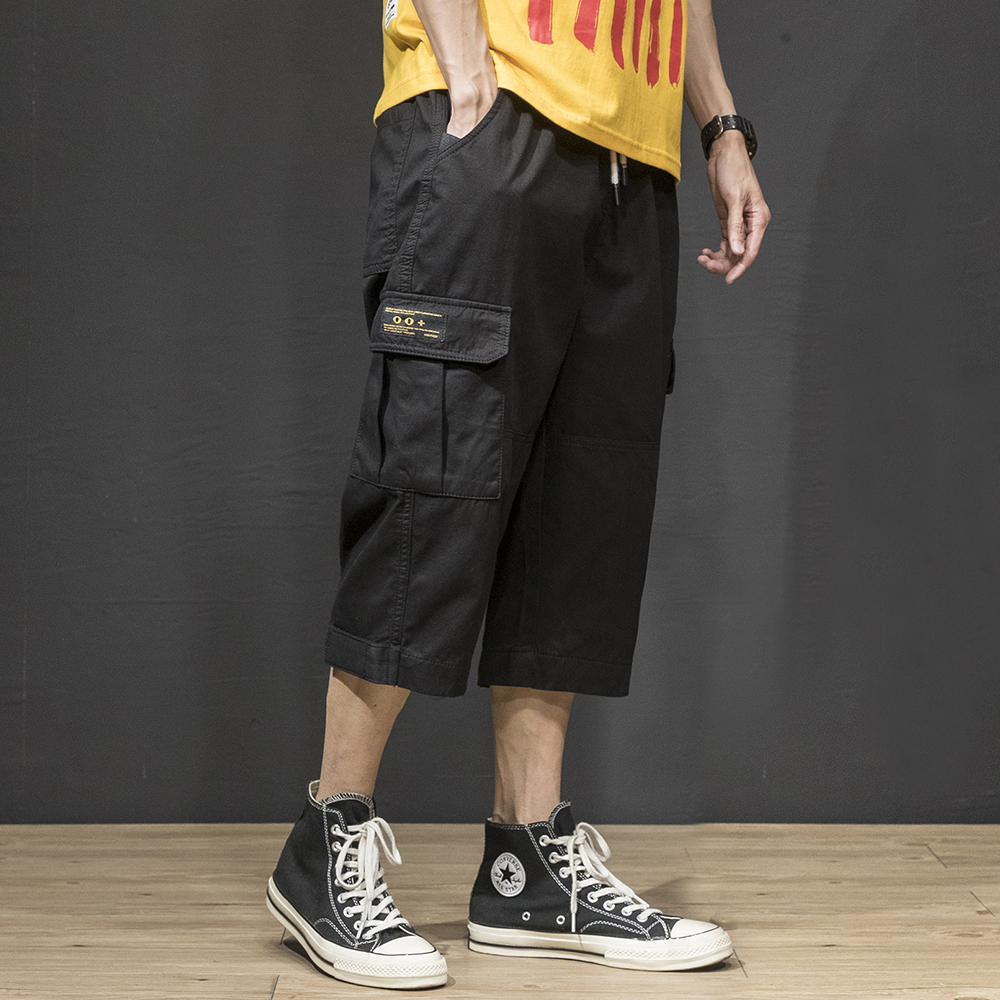 七分裤男夏工装纯棉短裤潮牌潮流ins宽松休闲大码胖子中裤7分裤子