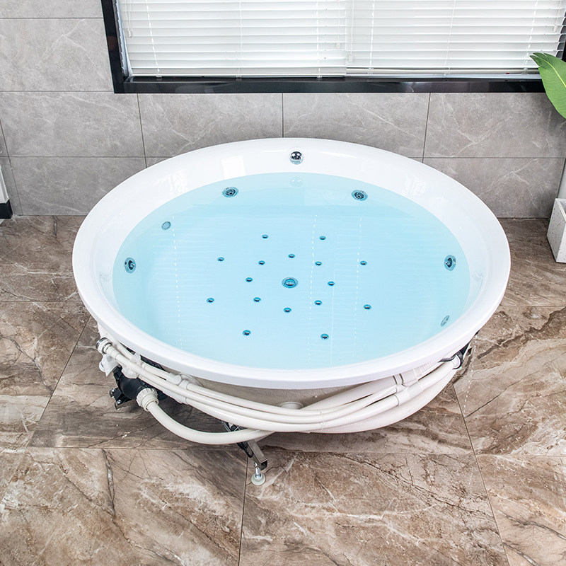 沃特玛 圆形浴缸家用成人双人情侣冲浪按摩亚克力嵌入式浴池恒温